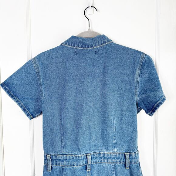 Lioness Denim U Know What’s Up Romper Micro Shorts Streetwear Baddie NEW Medium - Picture 11 of 12